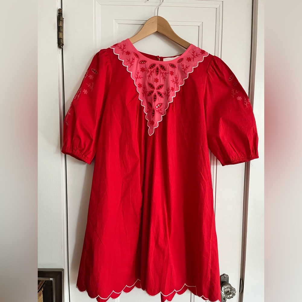 Pomander (Tuckernuck) cotton red motif shift dress